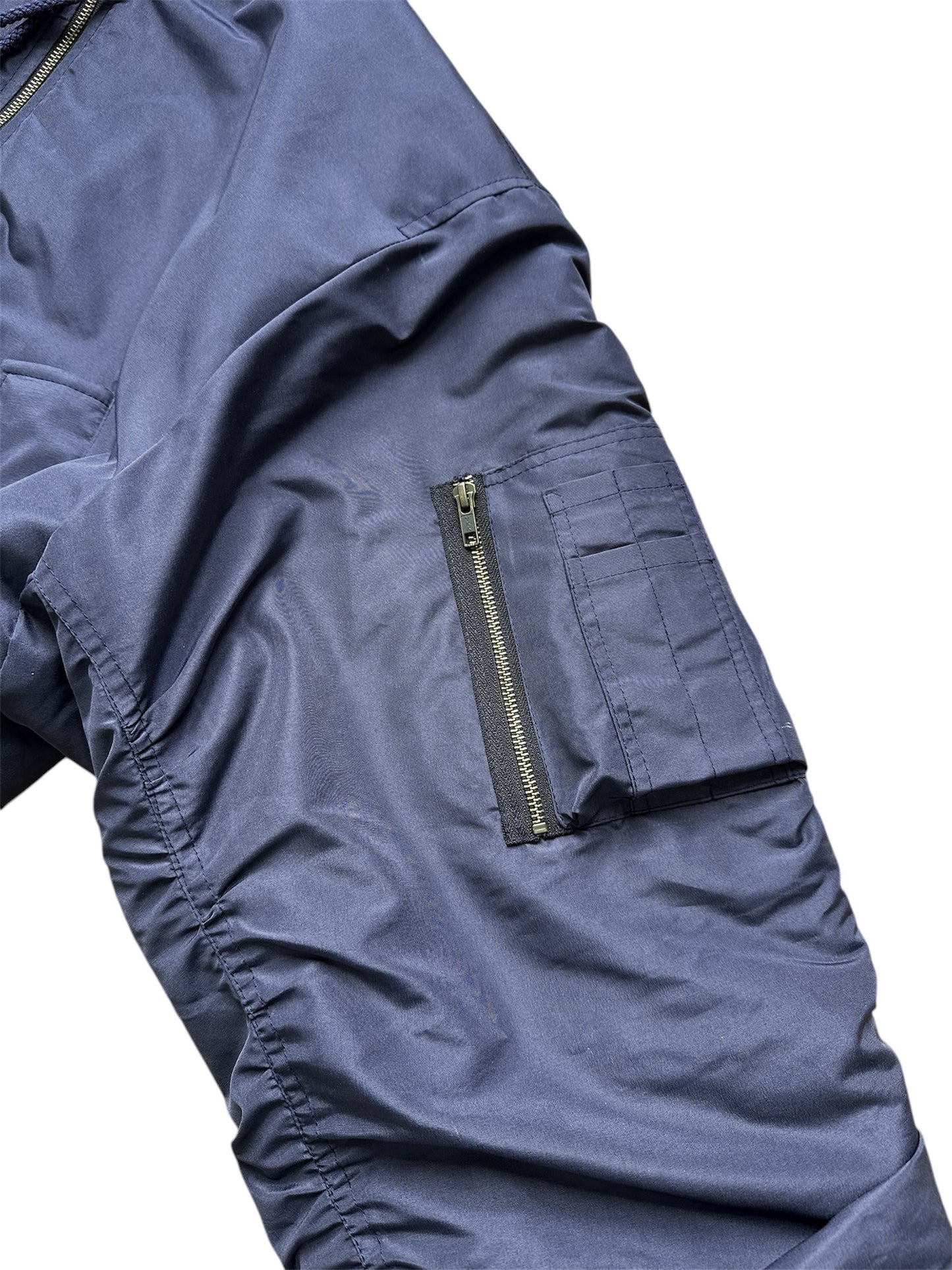 Hooded Bomber Jacket in Navy