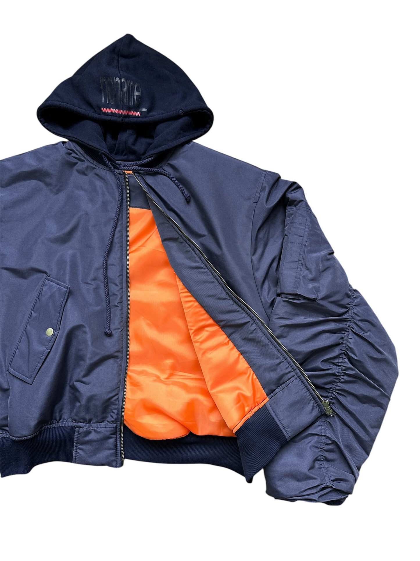 Hooded Bomber Jacket in Navy
