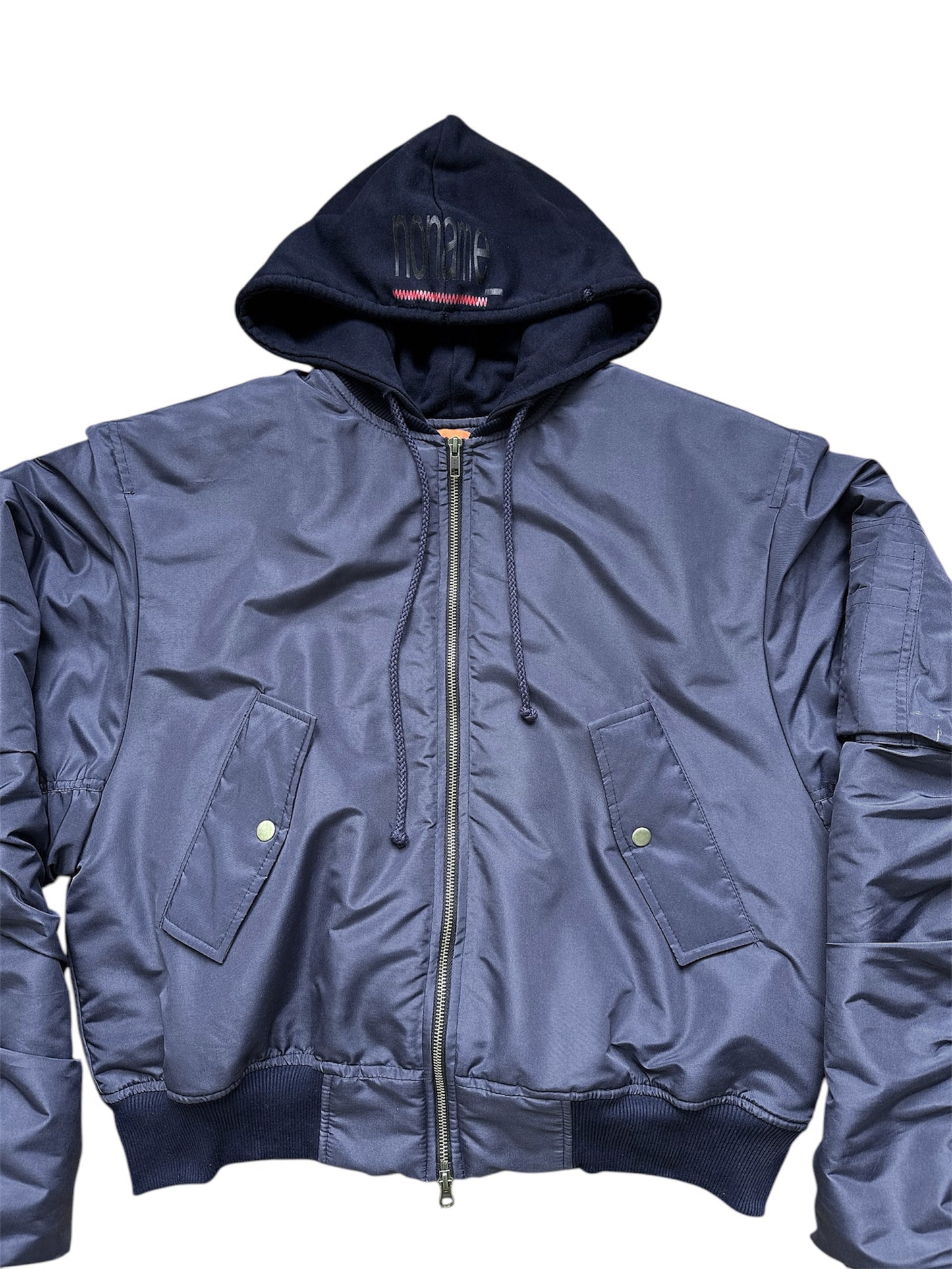 Hooded Bomber Jacket in Navy