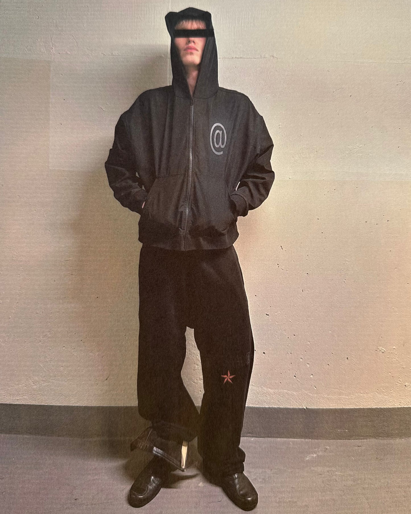 Nylon Black Zip-Up Hoodie