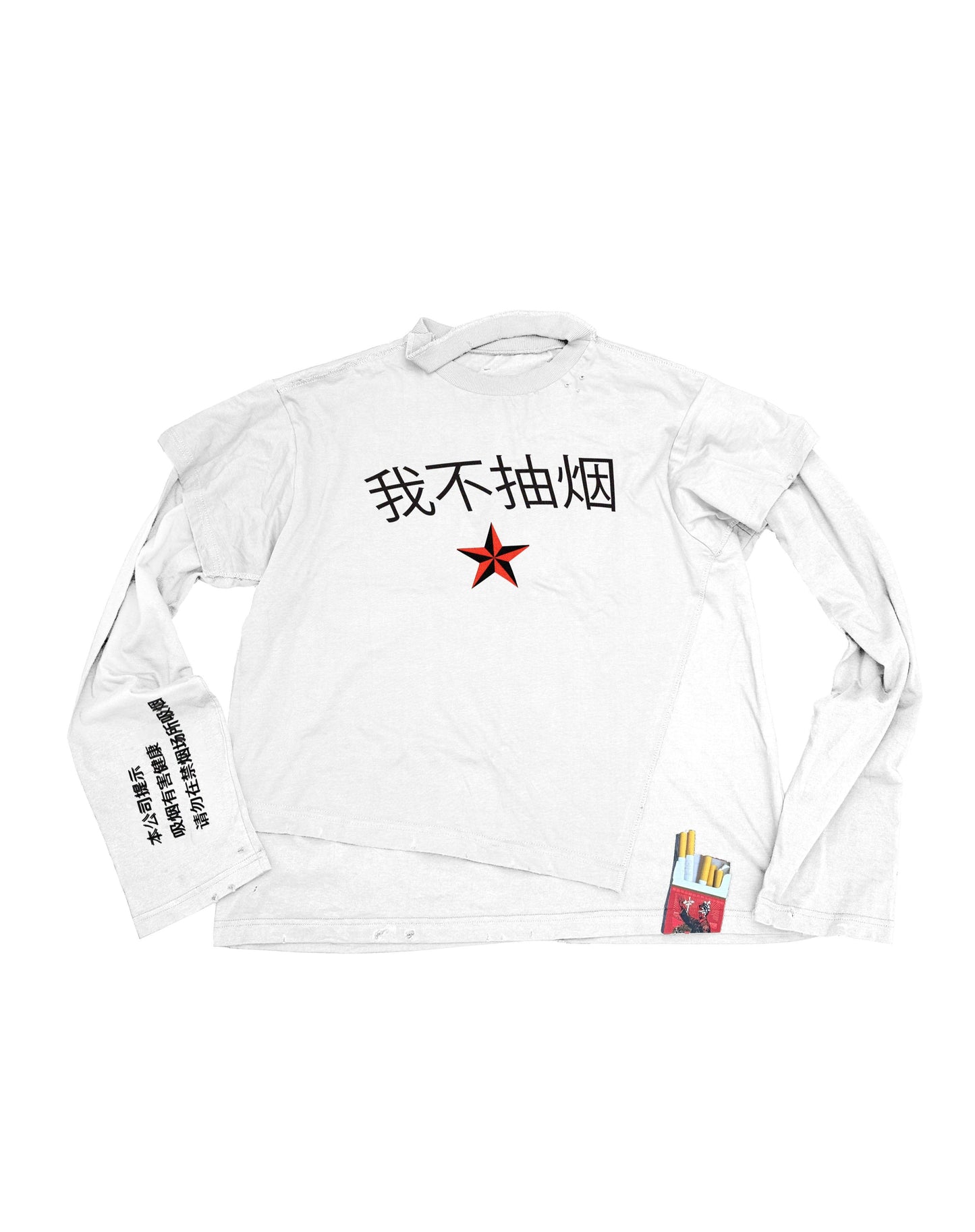 "I'M NOT A SMOKER" White Cotton Printed Longsleeve