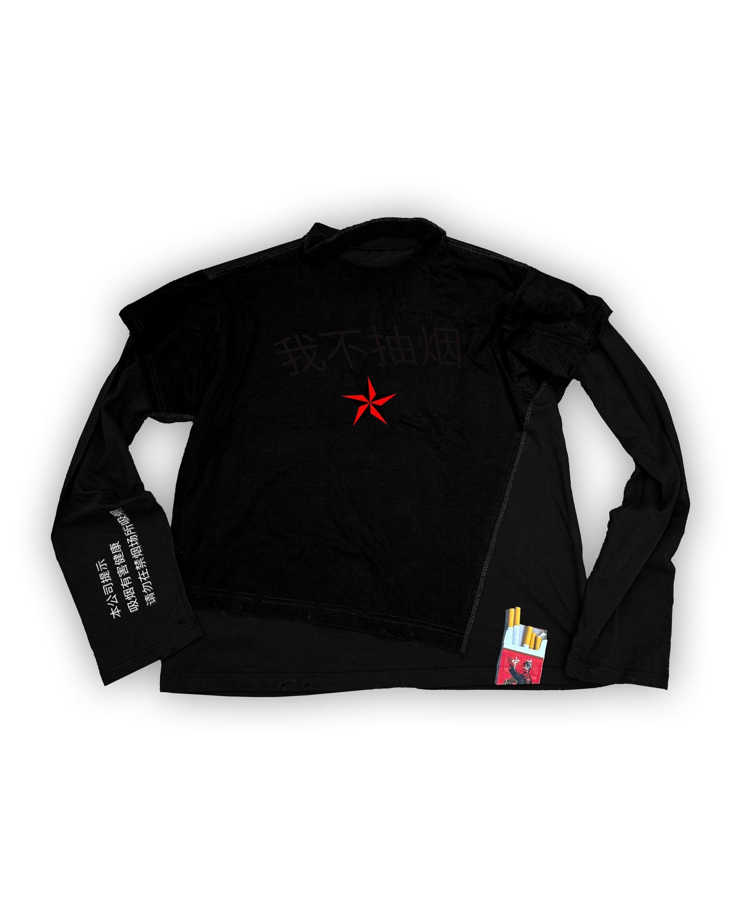 "I'M NOT A SMOKER" Black Cotton Printed Longsleeve