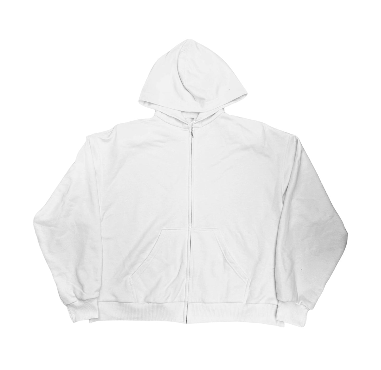 Fancy White Padded Shoulder Zip Up Hoodie
