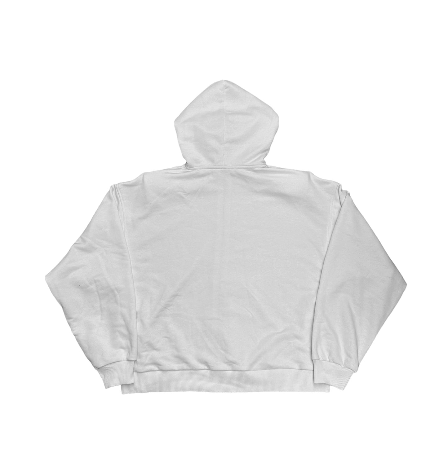 Fancy White Padded Shoulder Zip Up Hoodie