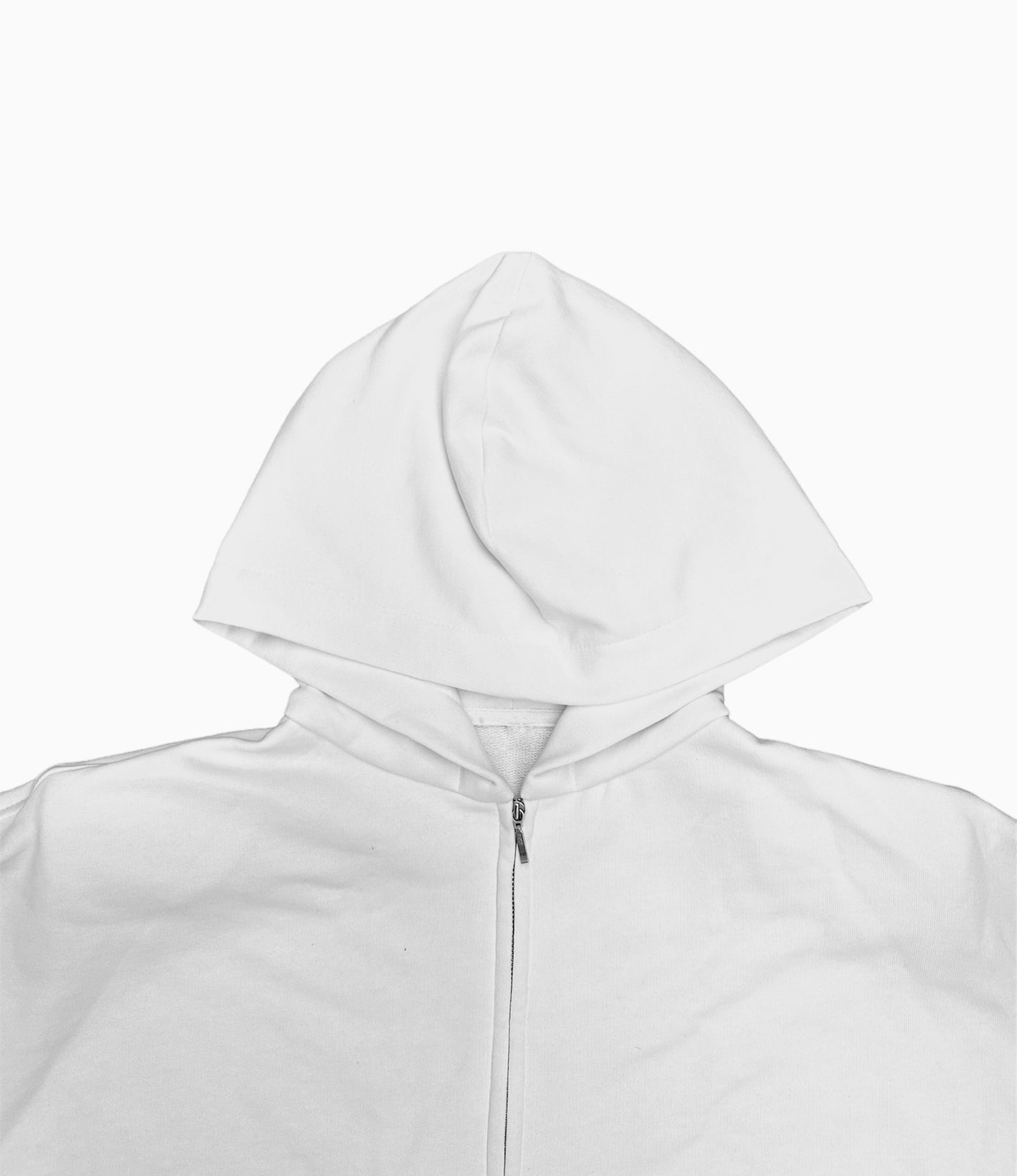 Fancy White Padded Shoulder Zip Up Hoodie