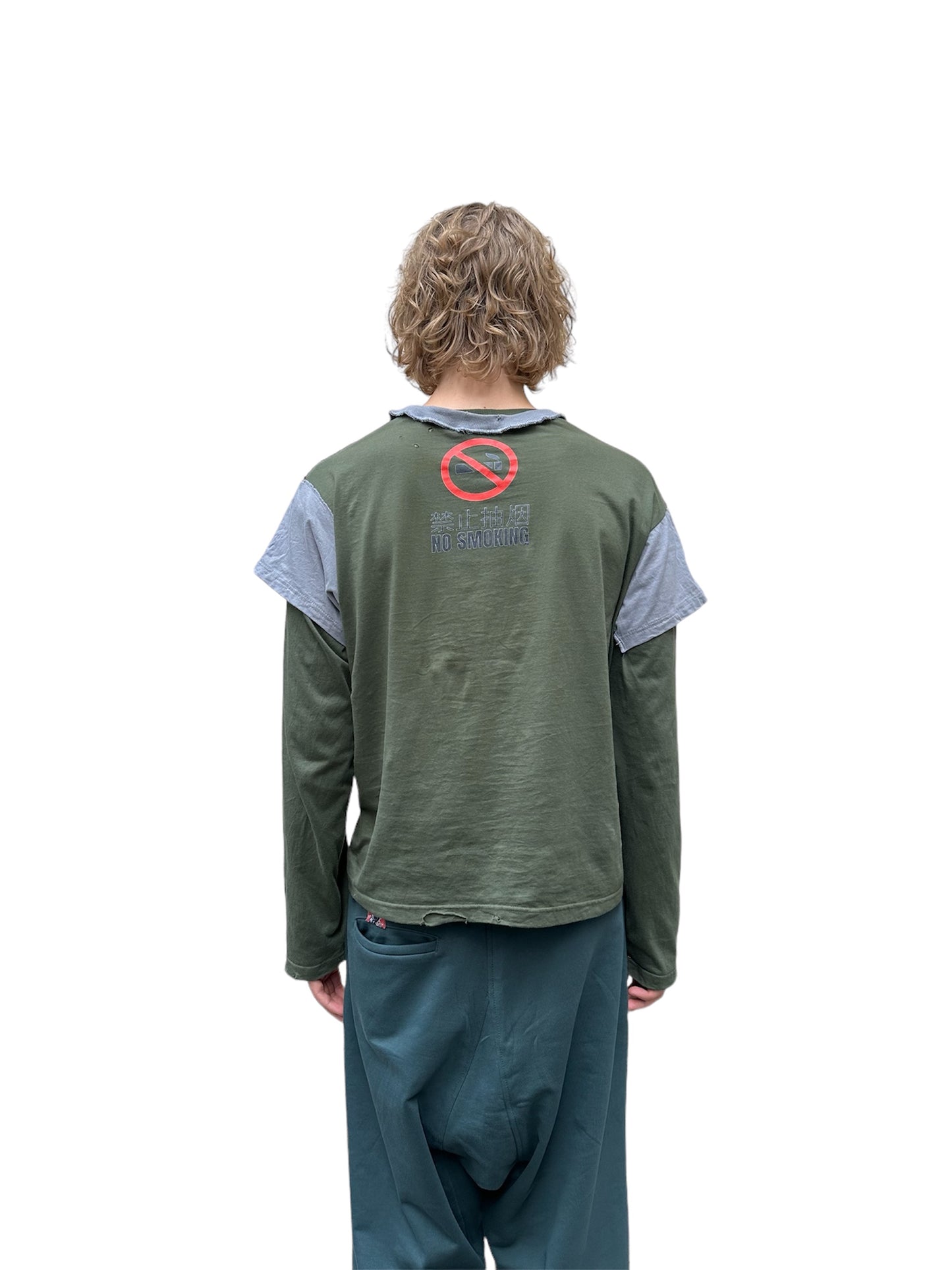 "I'M NOT A SMOKER" Khaki Cotton Printed Longsleeve