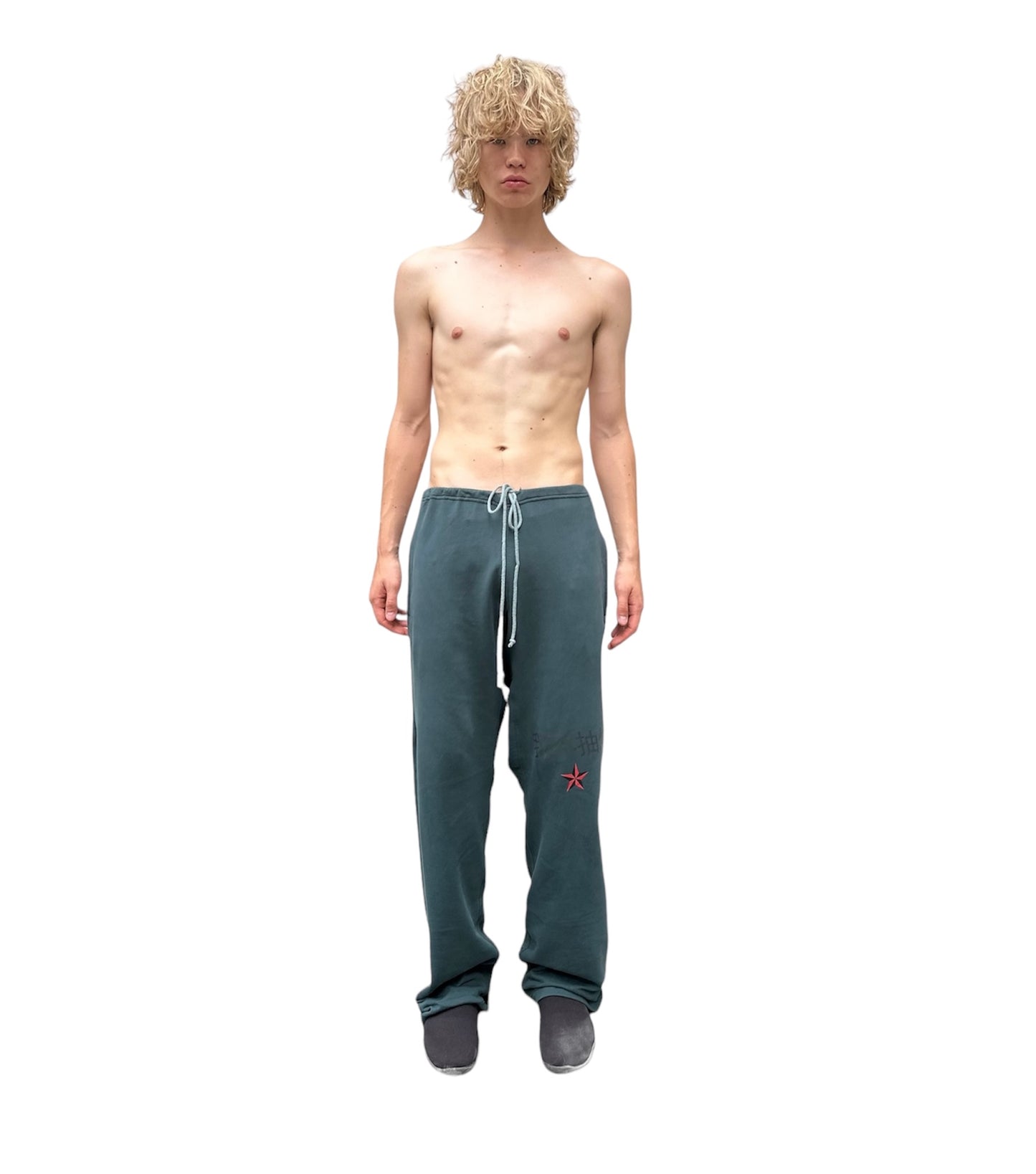Half-printed "I'M NOT A SMOKER" White Cotton Sweatpants