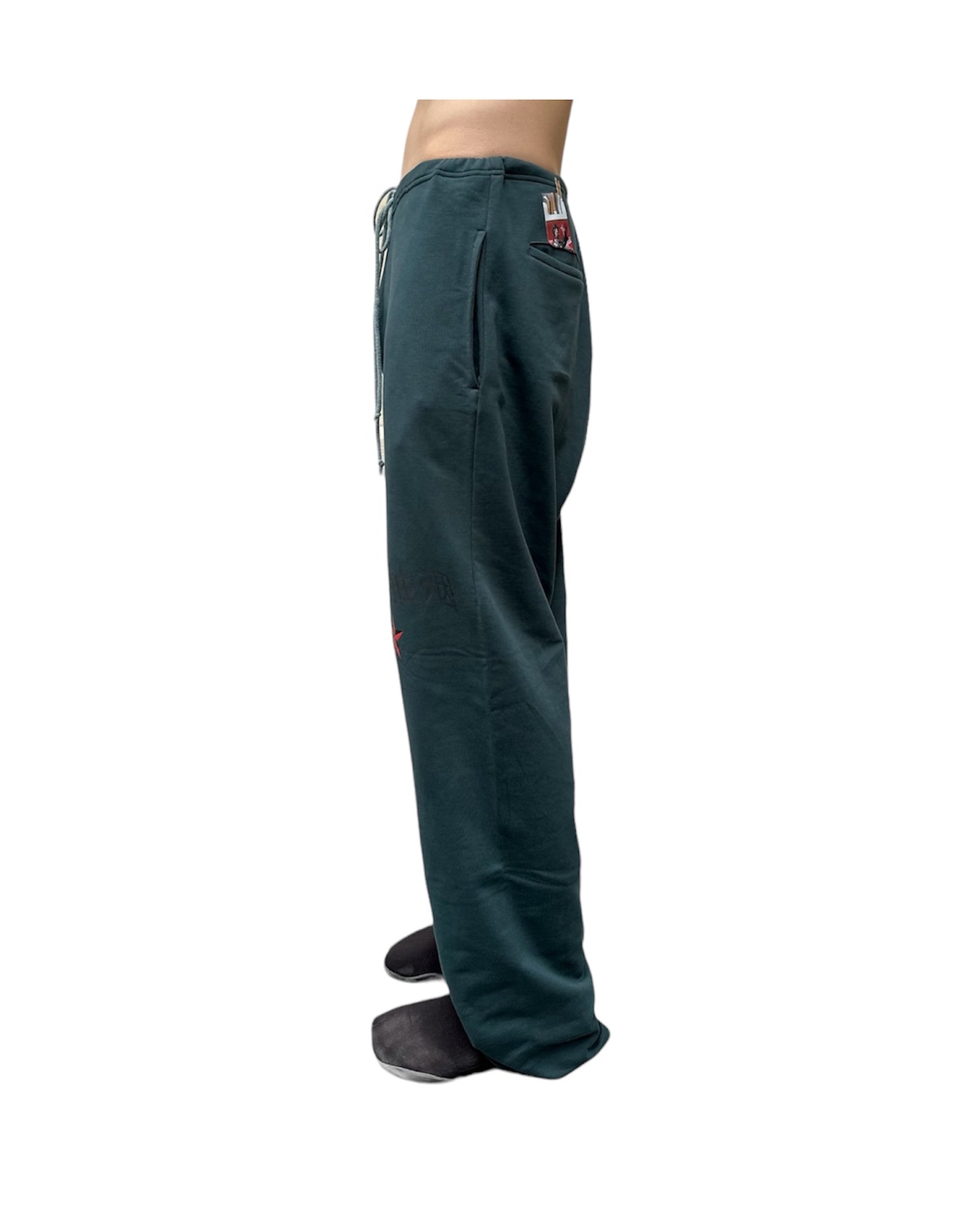 Half-printed "I'M NOT A SMOKER" White Cotton Sweatpants