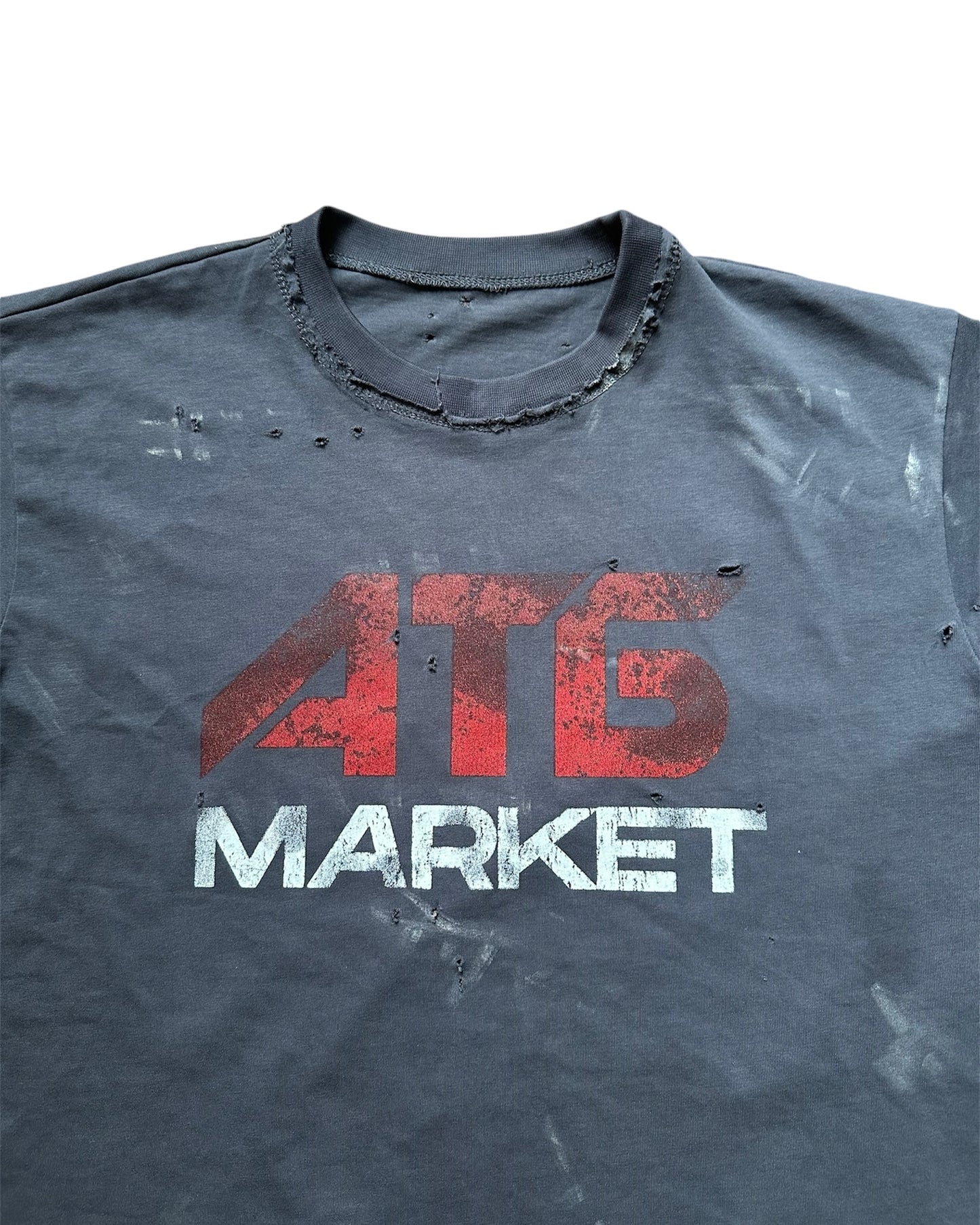 ATБ Market Cotton Distressed T-shirt in Navy