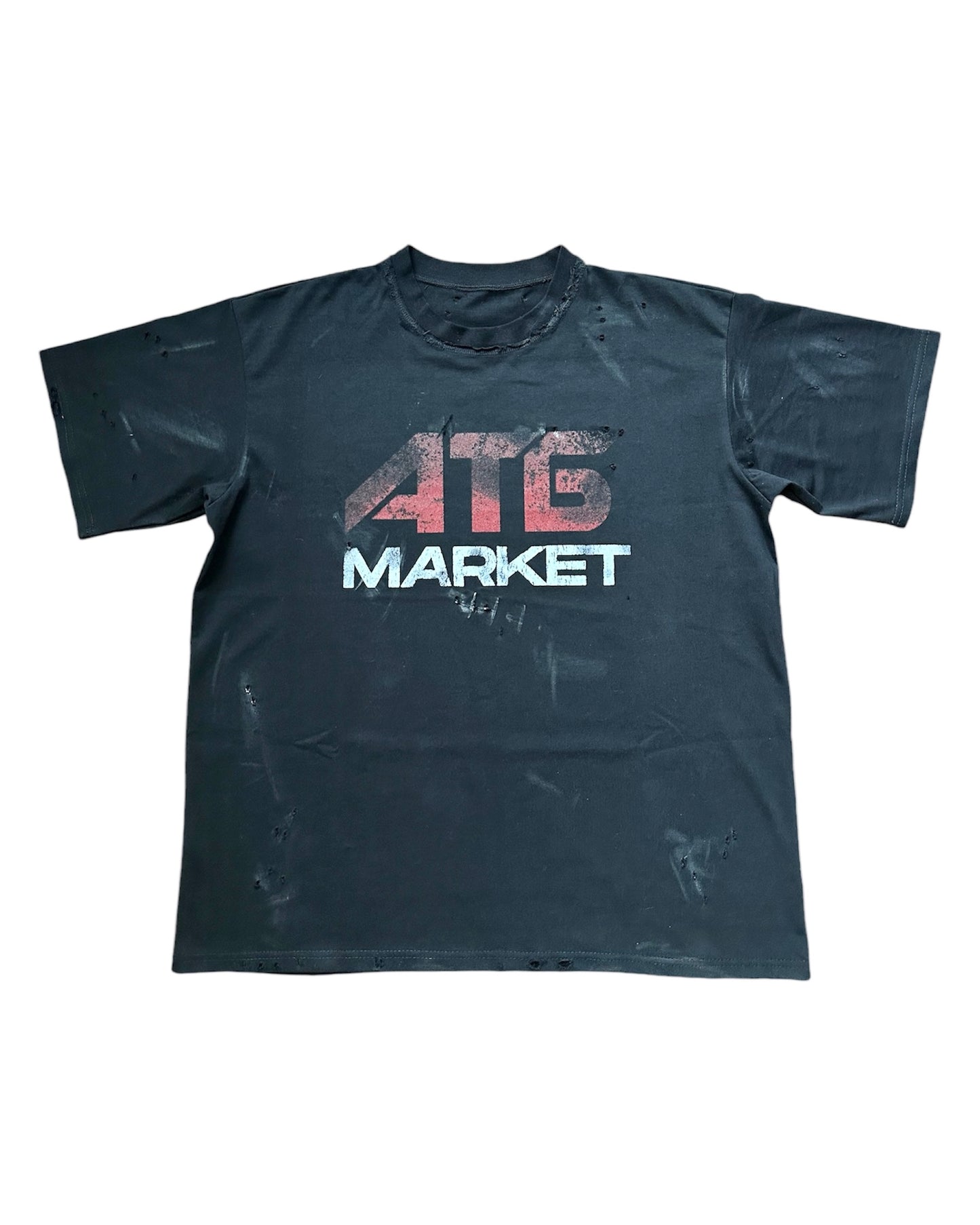 ATБ Market Cotton Distressed T-shirt in Black