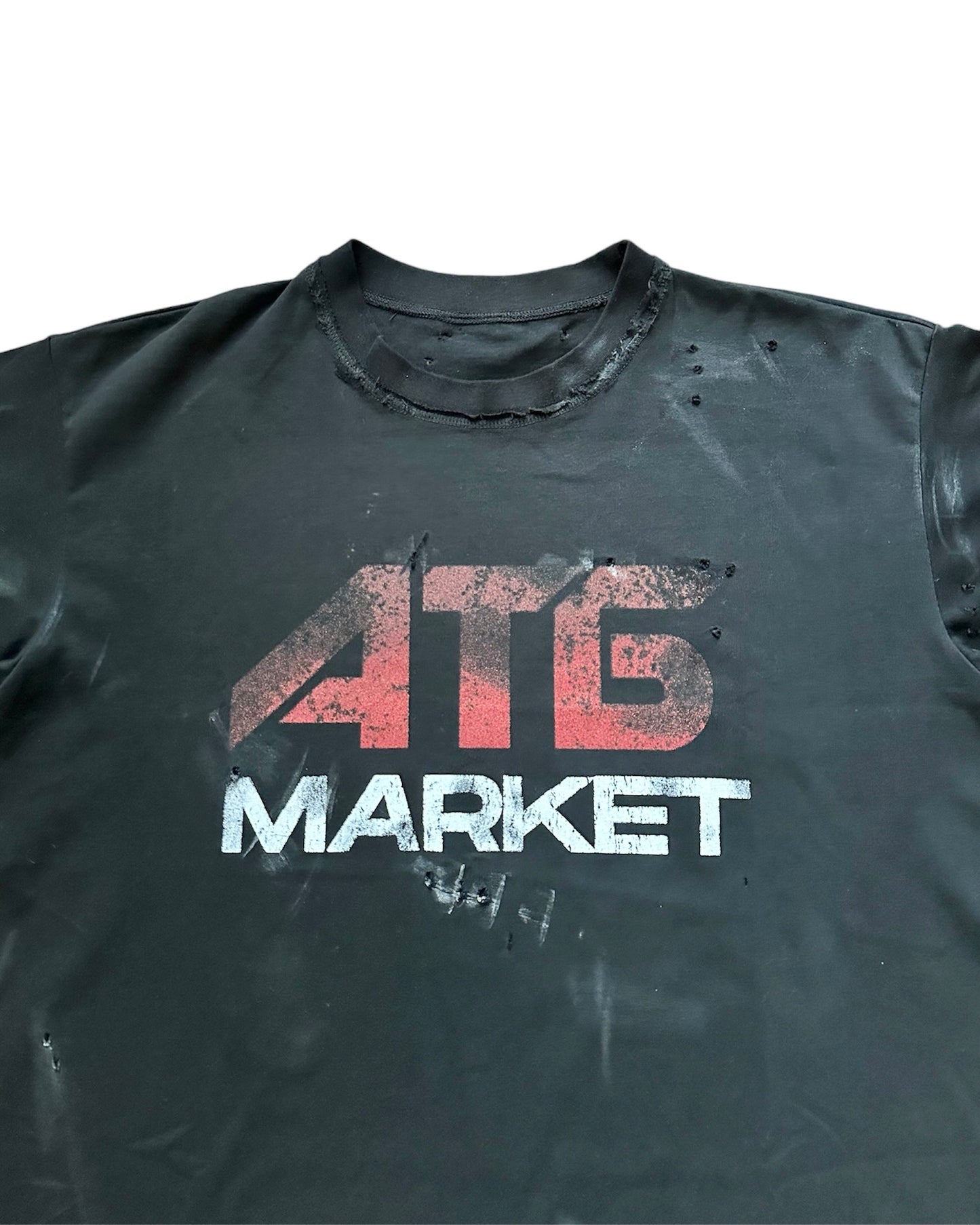 ATБ Market Cotton Distressed T-shirt in Black