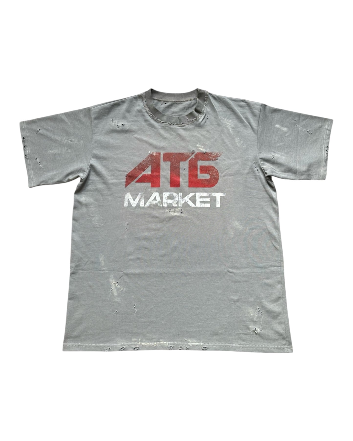 ATБ Market Cotton Distressed T-shirt in Grey