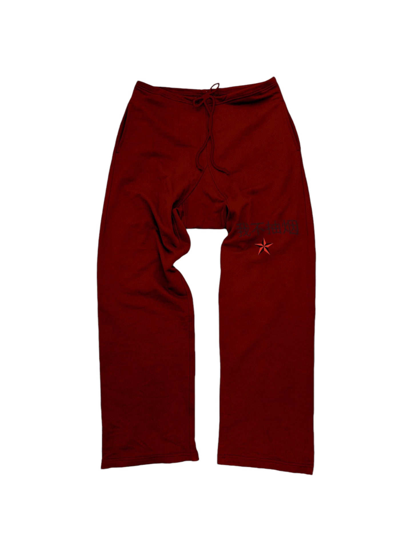 "I'M NOT A SMOKER" Burgundy Cotton Printed Sweatpants