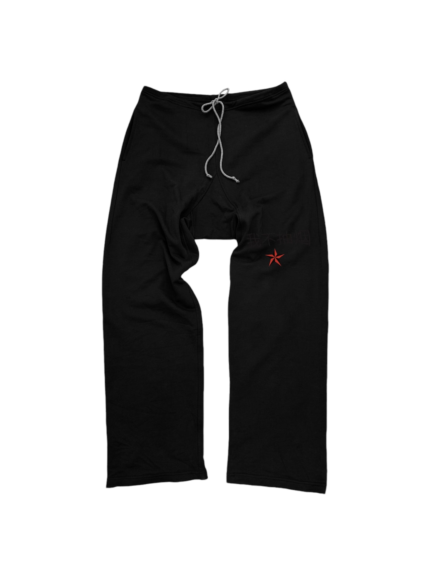 "I'M NOT A SMOKER" Black Cotton Printed Sweatpants