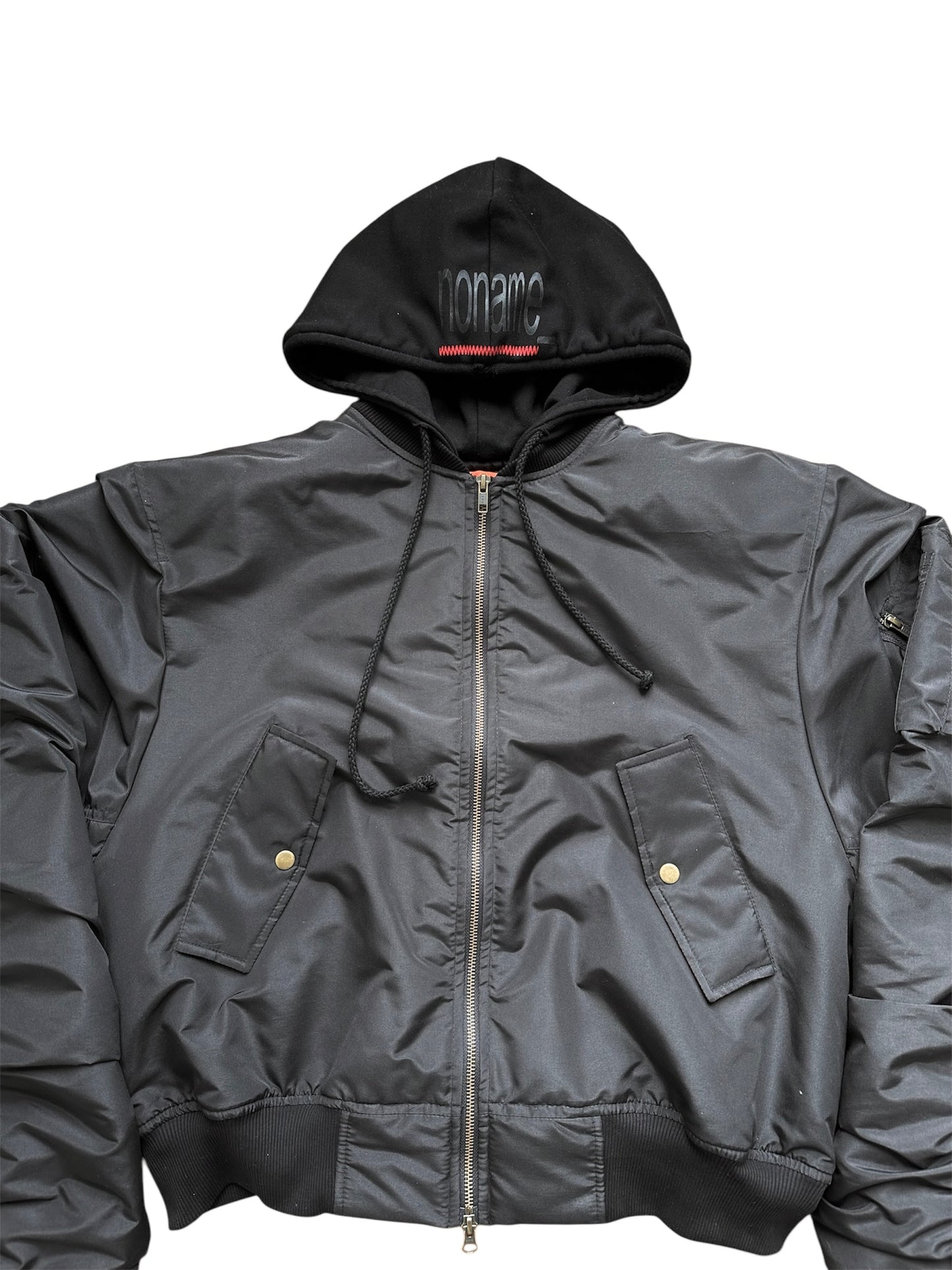 Hooded Bomber Jacket in Black