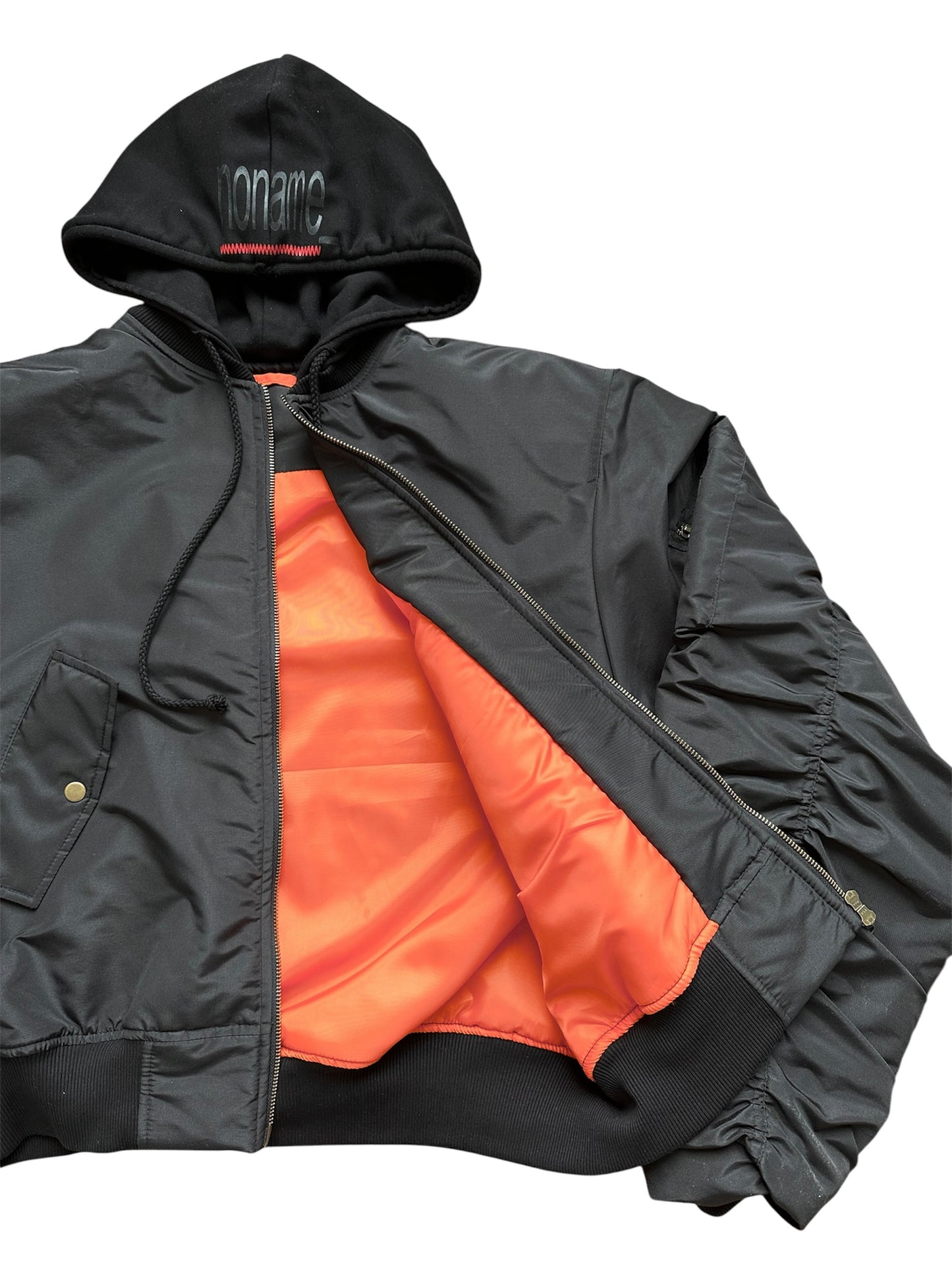 Hooded Bomber Jacket in Black