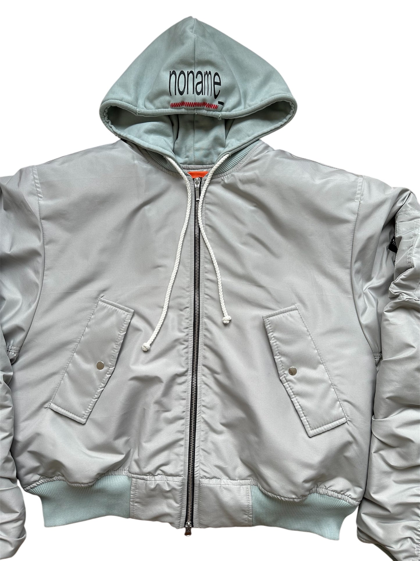 Hooded Bomber Jacket in Turquoise/Mint