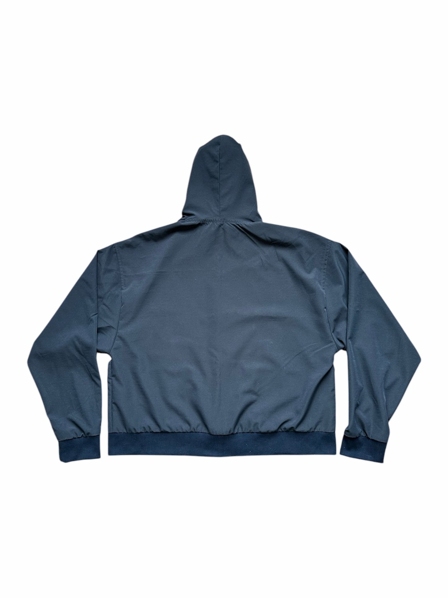 Nylon Navy Zip-Up Hoodie