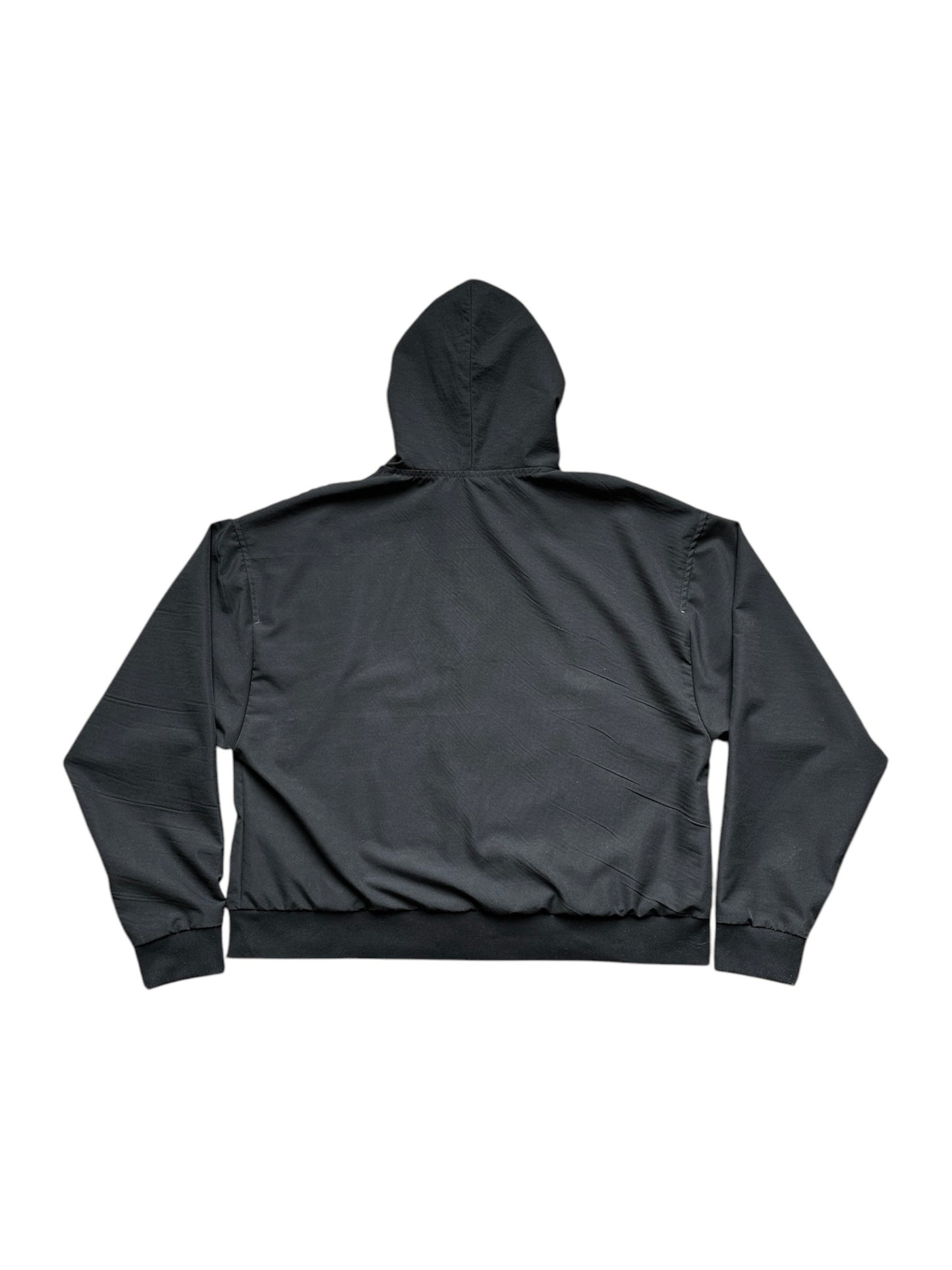 Nylon Black Zip-Up Hoodie