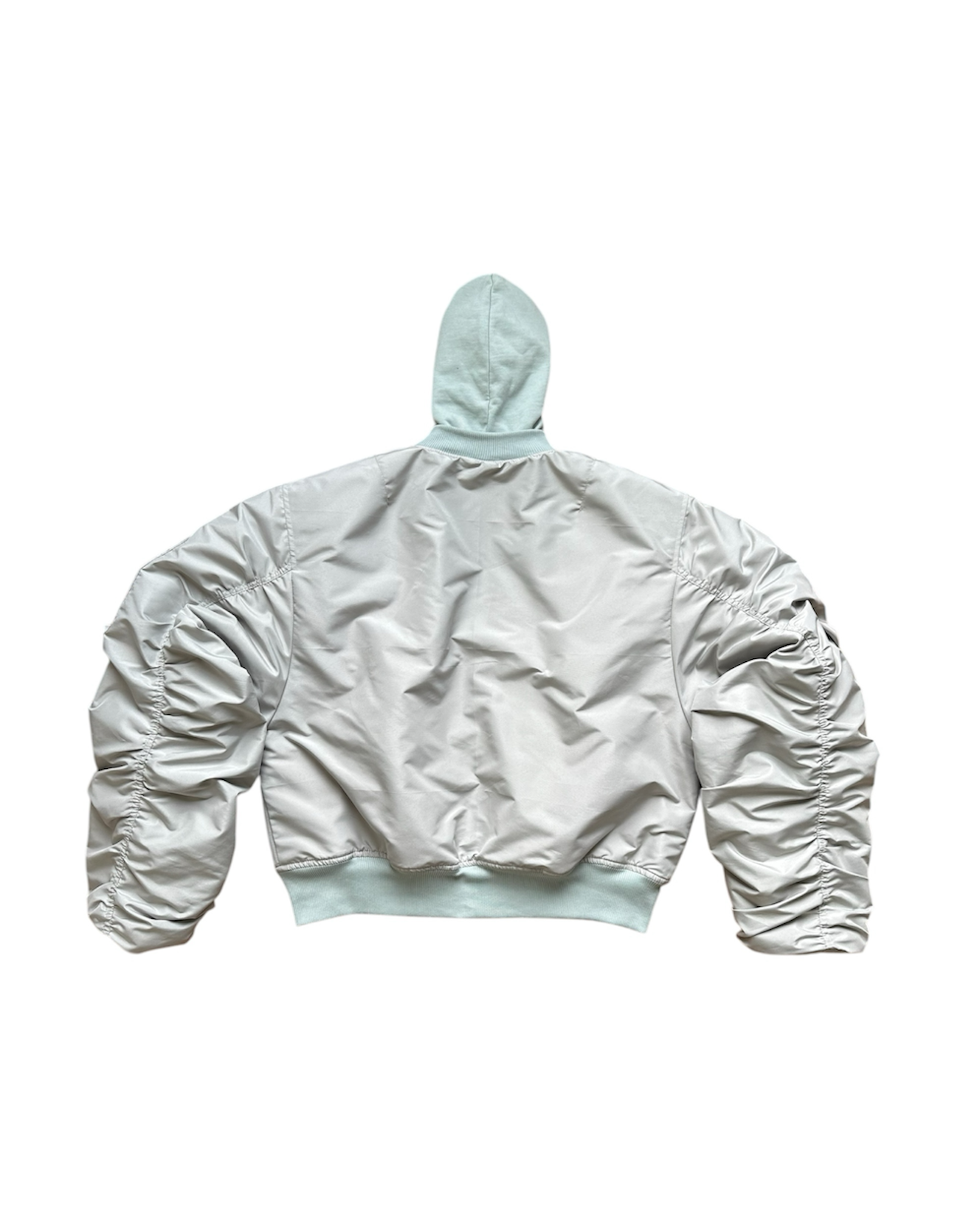Hooded Bomber Jacket in Turquoise/Mint