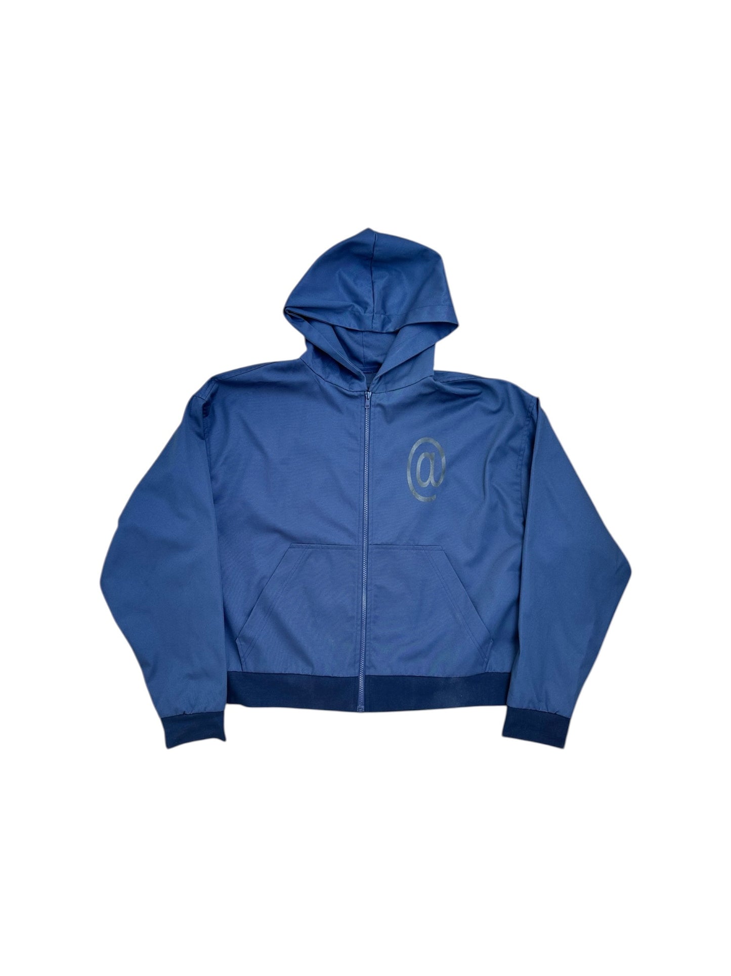 Nylon Blue Zip-Up Hoodie