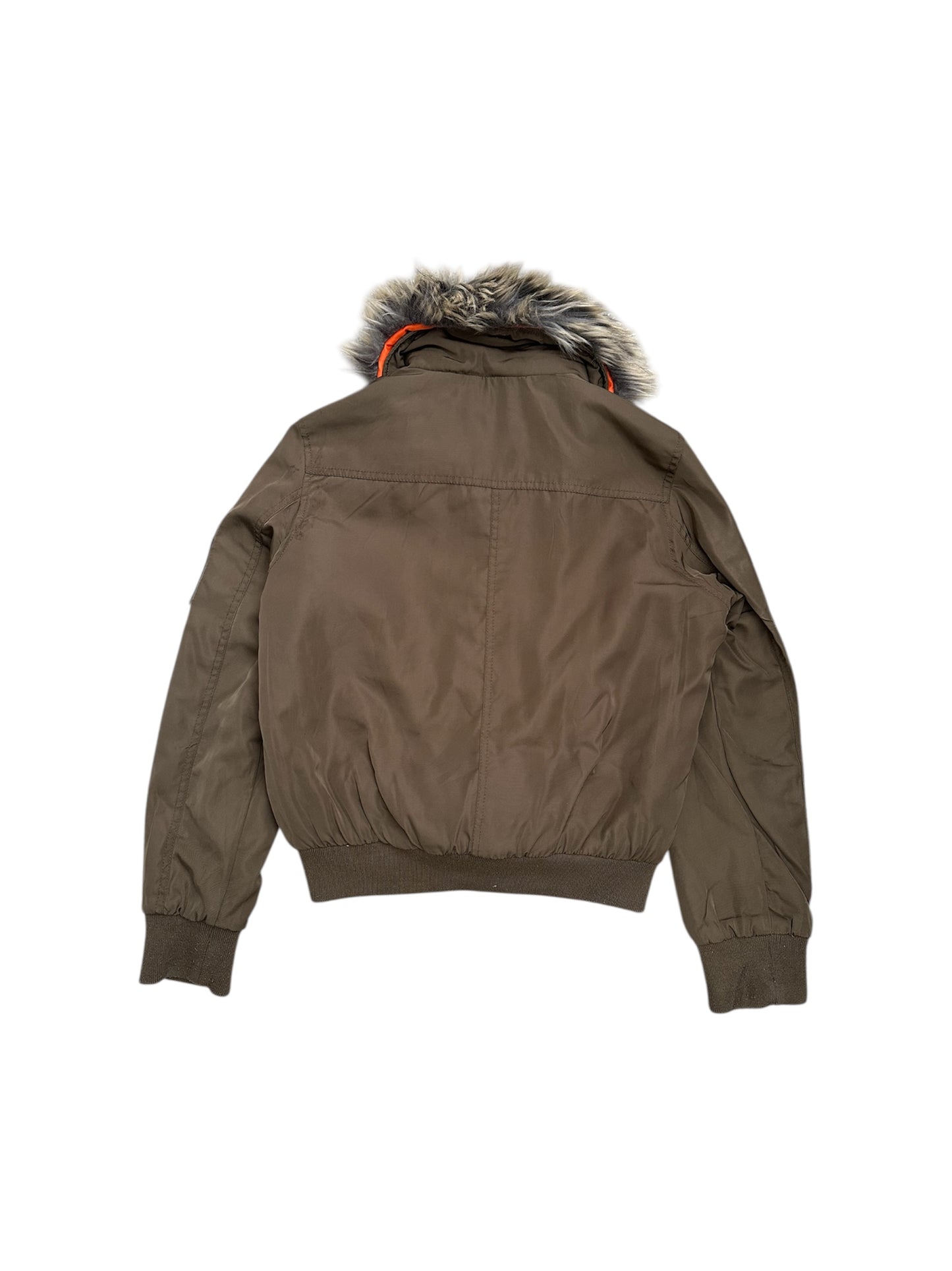 Brown Fur Bomber Jacket