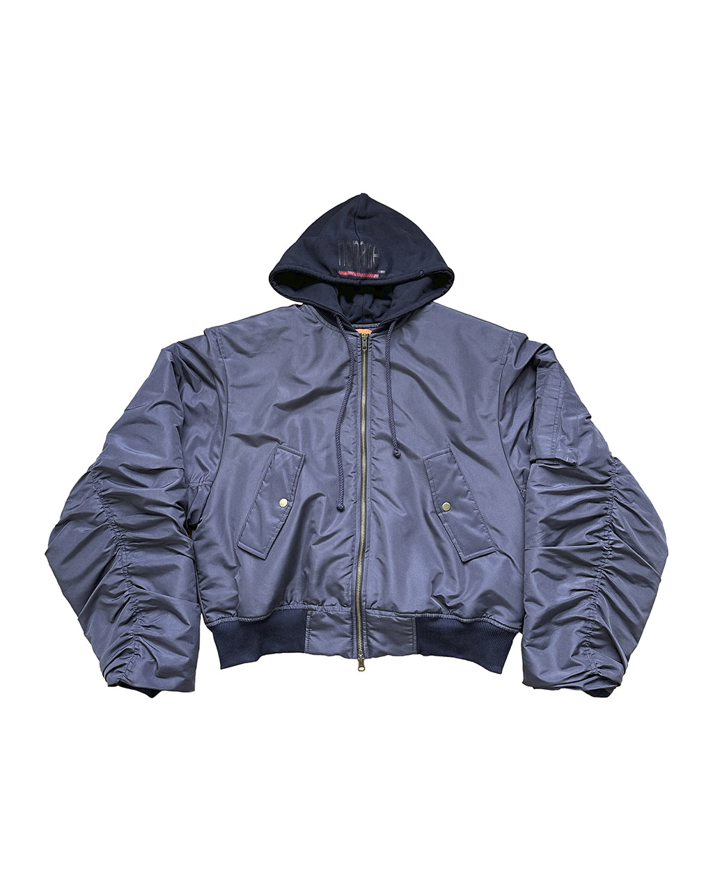 Hooded Bomber Jacket in Navy
