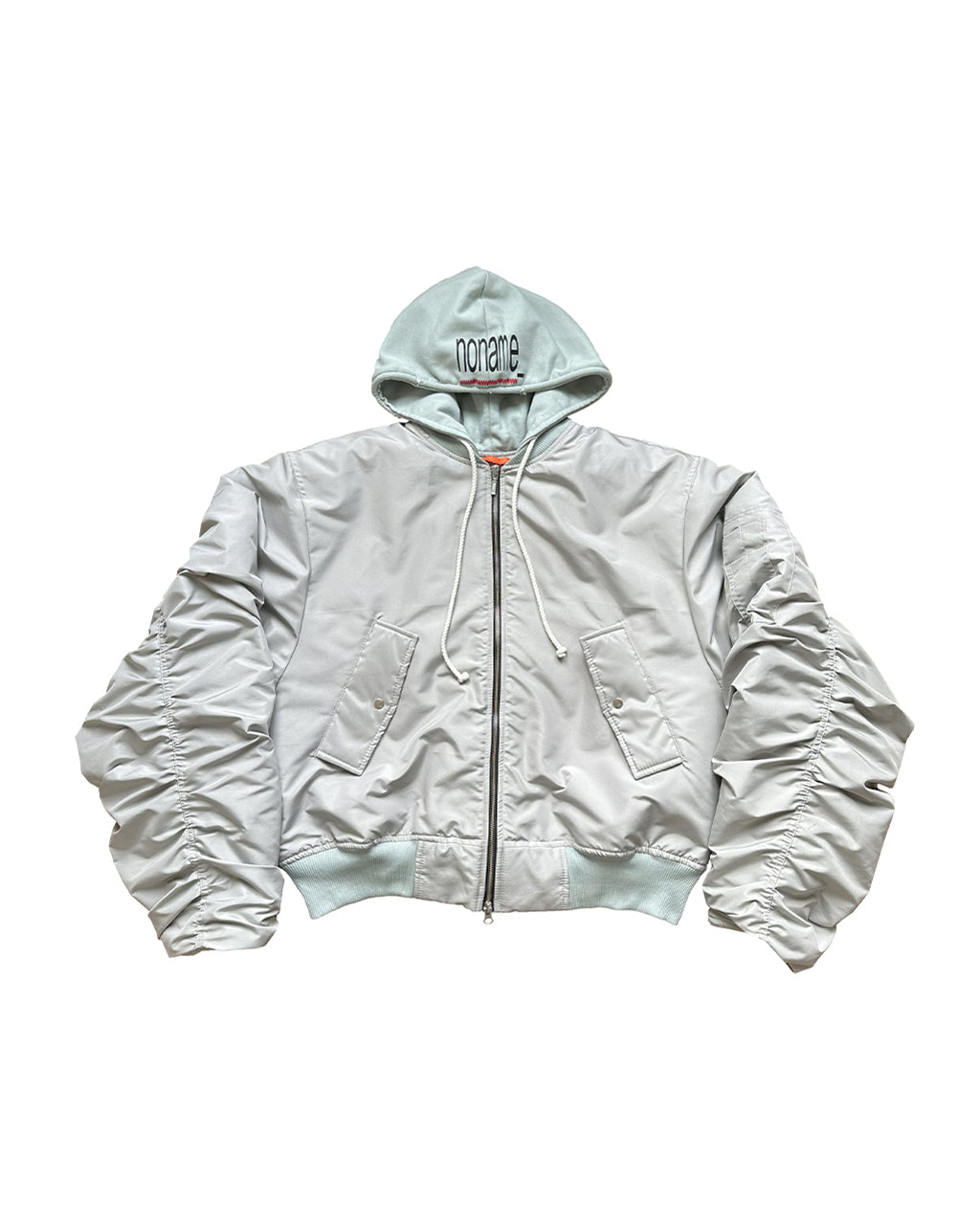 Hooded Bomber Jacket in Turquoise/Mint