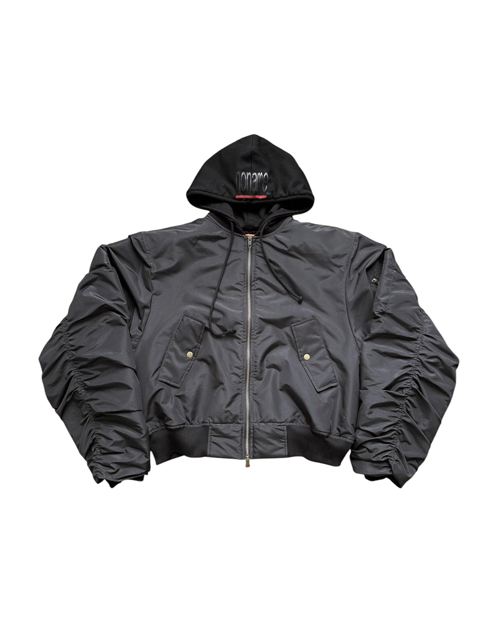 Hooded Bomber Jacket in Black