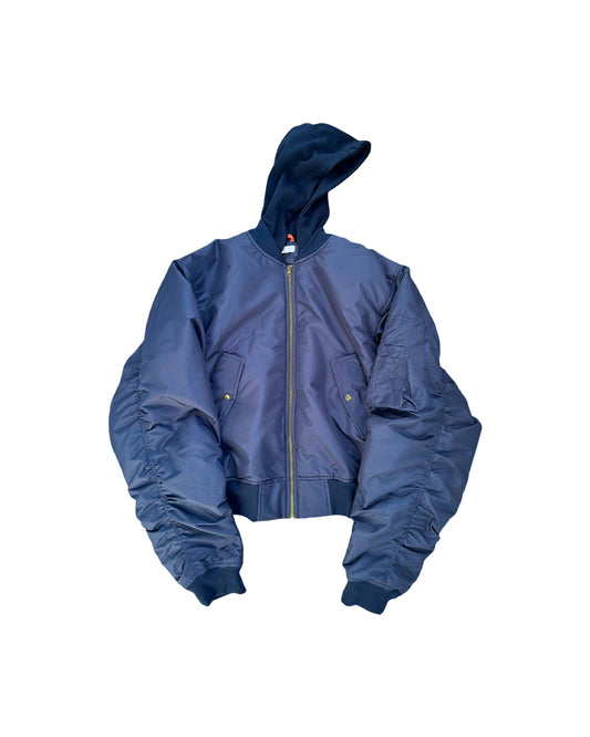 Hooded Navy Bomber Jacket