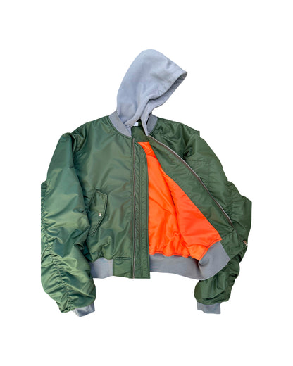 Hooded Khaki Bomber Jacket