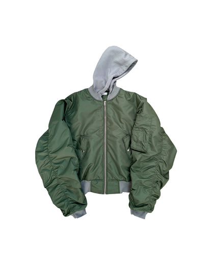 Hooded Khaki Bomber Jacket