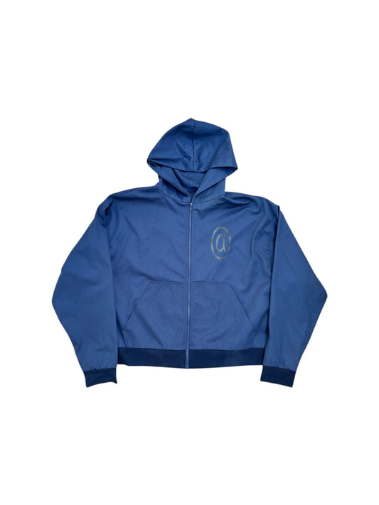 Nylon Blue Zip-Up Hoodie