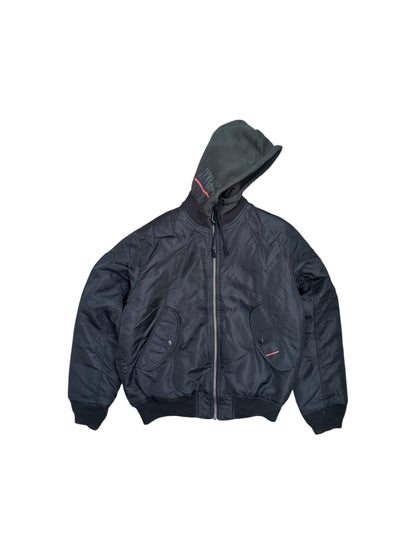 Black Hooded Bomber Jacket