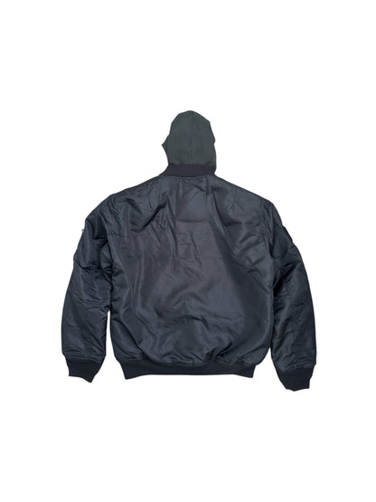Black Hooded Bomber Jacket