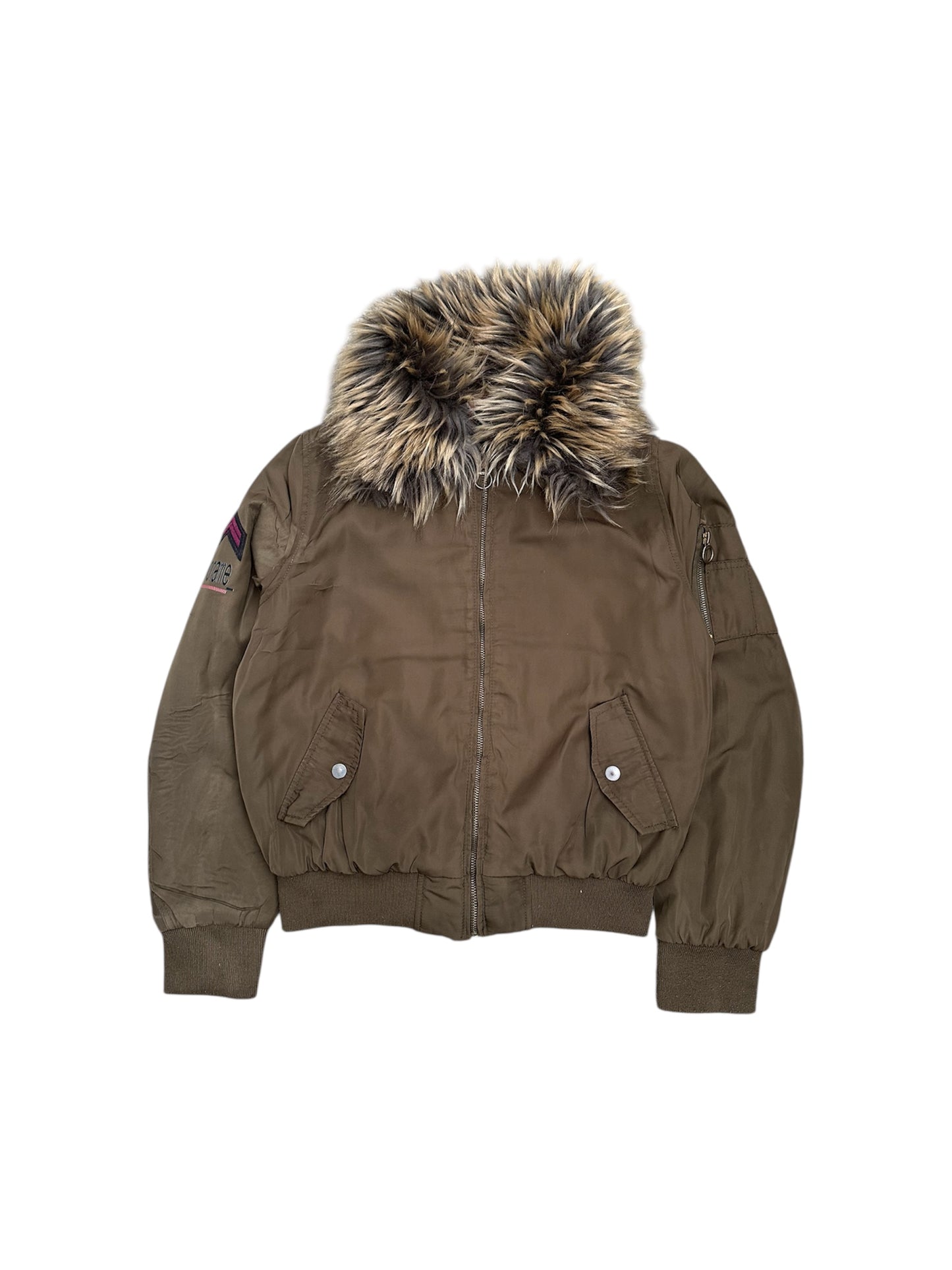 Brown Fur Bomber Jacket