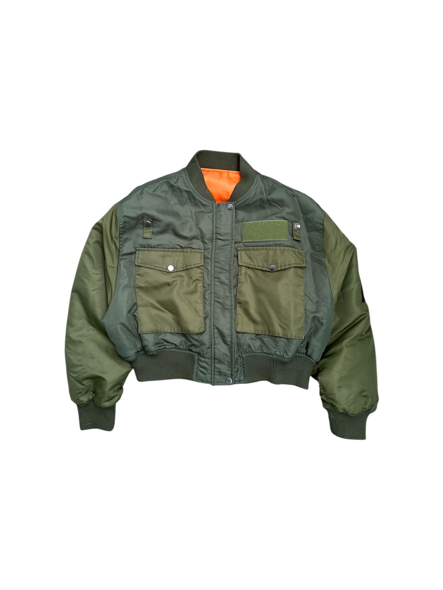 Two-Tone Khaki Bomber Jacket