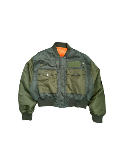 Two-Tone Khaki Bomber Jacket